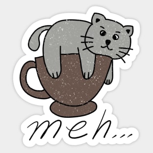 Meh Cat, Bored Cat on a cup Sticker